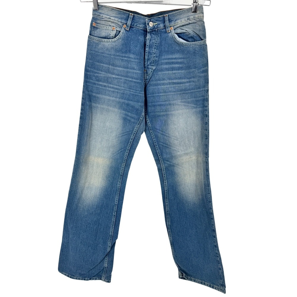 H&M Divided Bootcut Jeans Mens 31x36 Clear Blue Button Fly Cotton‎ Denim Pants